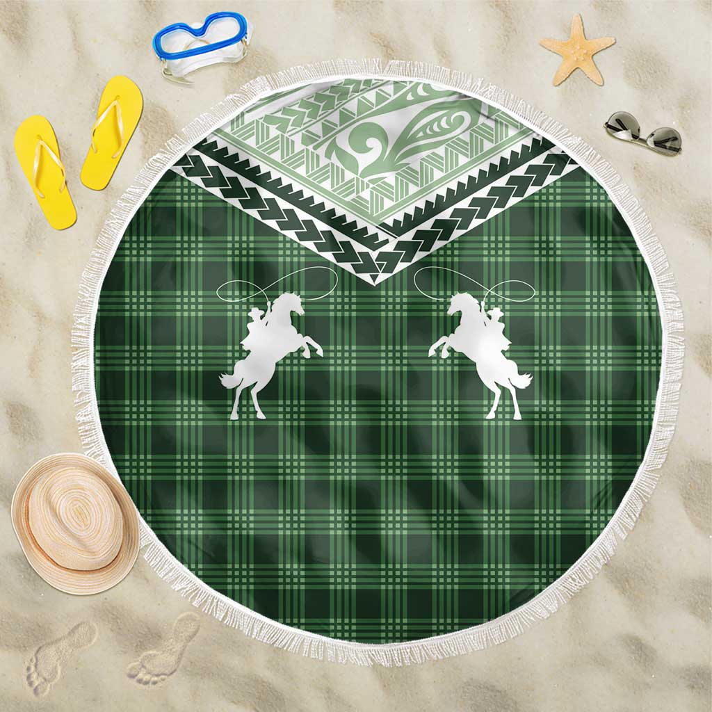 Aloha Hawaii Cowboys Paniolo Beach Blanket Forest Green Palaka - Polynesian Pride