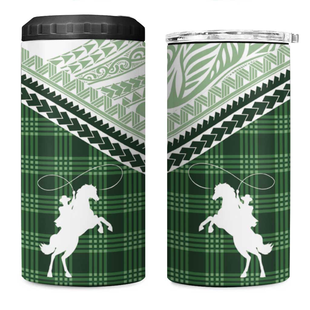 Aloha Hawaii Cowboys Paniolo 4 in 1 Can Cooler Tumbler Forest Green Palaka - Polynesian Pride