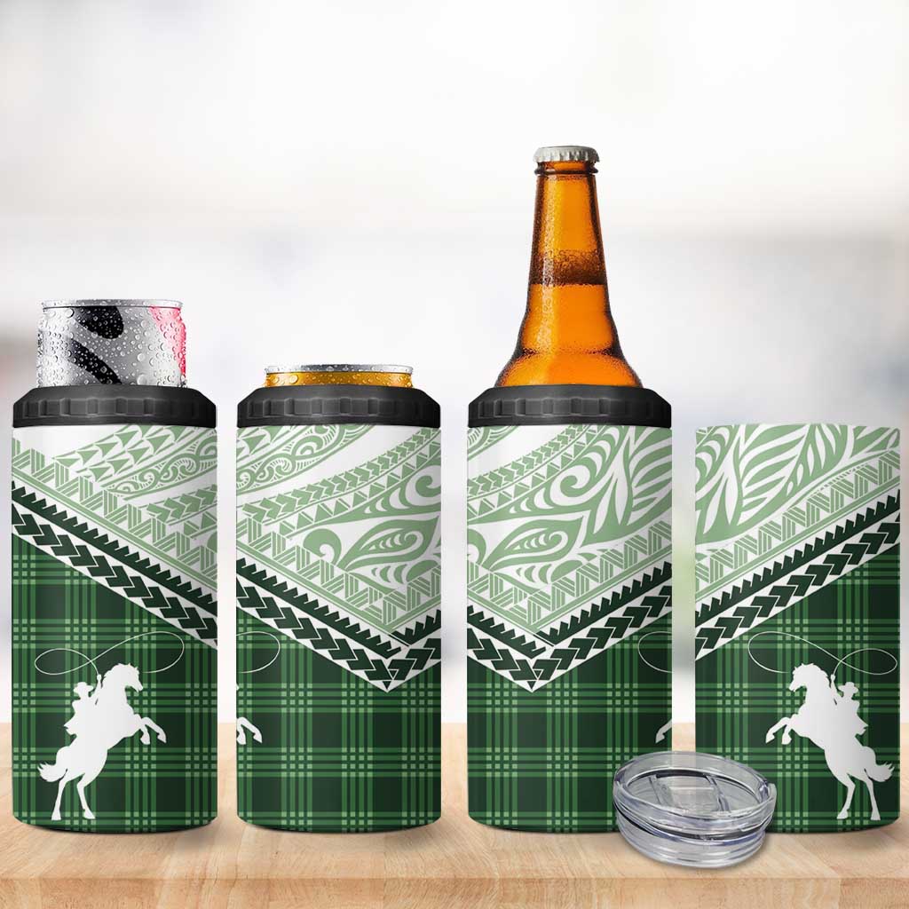 Aloha Hawaii Cowboys Paniolo 4 in 1 Can Cooler Tumbler Forest Green Palaka - Polynesian Pride