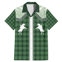 Aloha Hawaii Cowboys Paniolo Family Matching Mermaid Dress and Hawaiian Shirt Forest Green Palaka LT7 Dad's Shirt - Short Sleeve Dark Green - Polynesian Pride