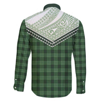 Aloha Hawaii Cowboys Paniolo Family Matching Off The Shoulder Long Sleeve Dress and Hawaiian Shirt Forest Green Palaka LT7 - Polynesian Pride
