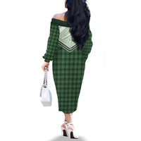 Aloha Hawaii Cowboys Paniolo Family Matching Off The Shoulder Long Sleeve Dress and Hawaiian Shirt Forest Green Palaka LT7 - Polynesian Pride