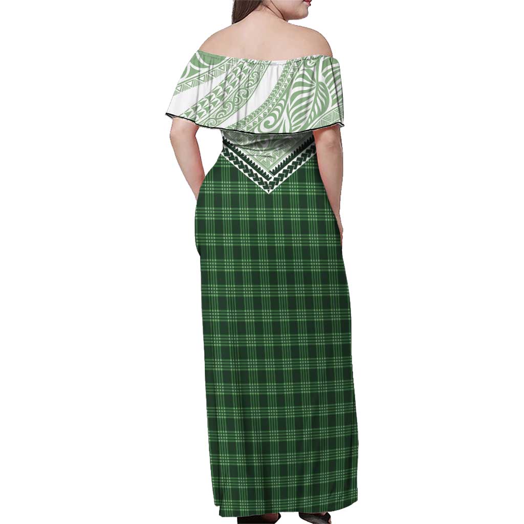 Aloha Hawaii Cowboys Paniolo Family Matching Off Shoulder Maxi Dress and Hawaiian Shirt Forest Green Palaka LT7 - Polynesian Pride