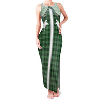 Aloha Hawaii Cowboys Paniolo Family Matching Tank Maxi Dress and Hawaiian Shirt Forest Green Palaka LT7 Mom's Dress Dark Green - Polynesian Pride