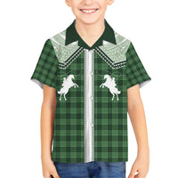 Aloha Hawaii Cowboys Paniolo Family Matching Tank Maxi Dress and Hawaiian Shirt Forest Green Palaka LT7 Son's Shirt Dark Green - Polynesian Pride