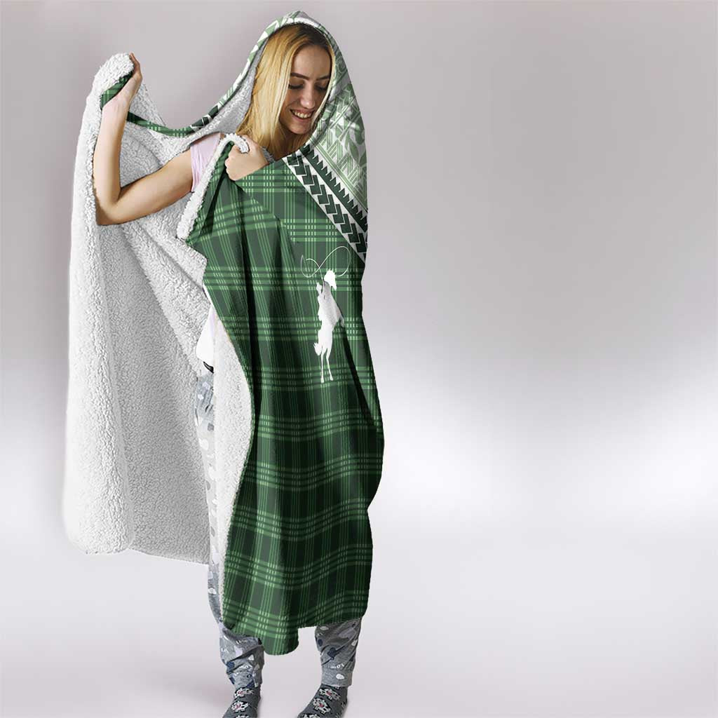 Aloha Hawaii Cowboys Paniolo Hooded Blanket Forest Green Palaka - Polynesian Pride