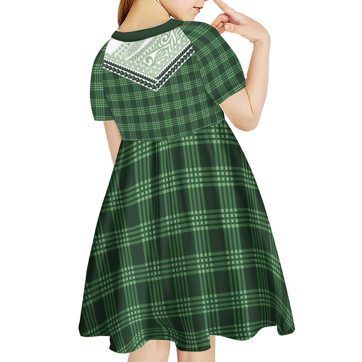 Aloha Hawaii Cowboys Paniolo Kid Short Sleeve Dress Forest Green Palaka - Polynesian Pride