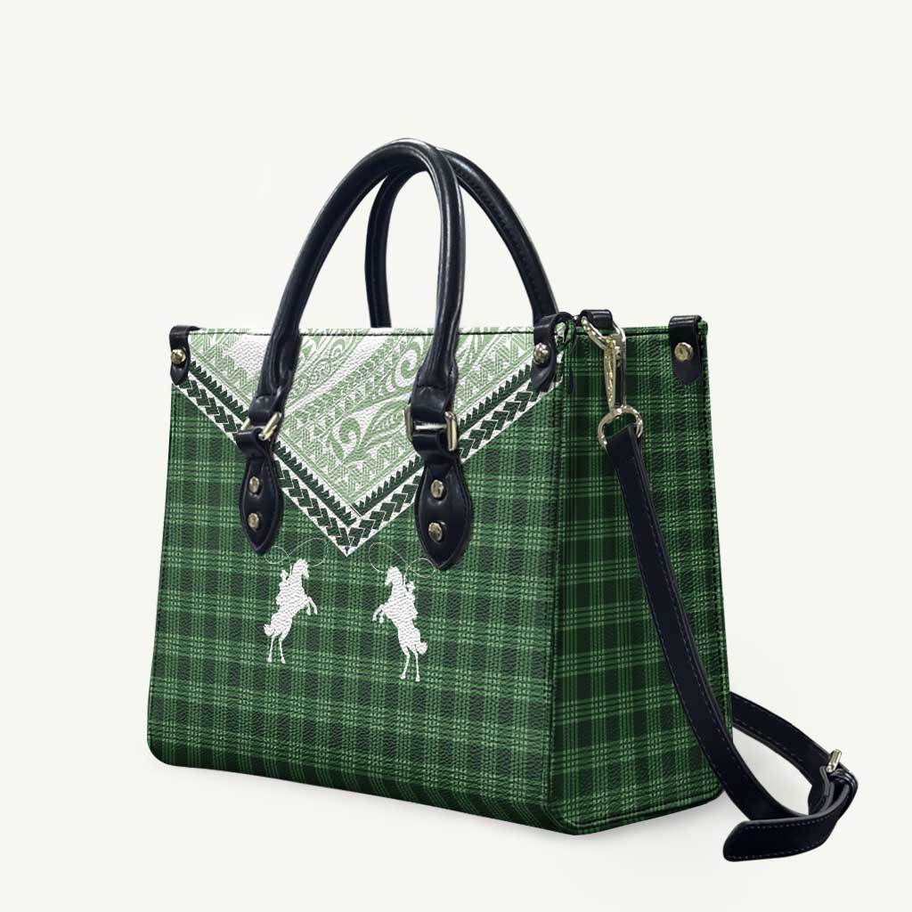 Aloha Hawaii Cowboys Paniolo Leather Bag Forest Green Palaka - Polynesian Pride