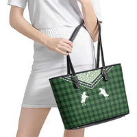 Aloha Hawaii Cowboys Paniolo Leather Tote Bag Forest Green Palaka - Polynesian Pride