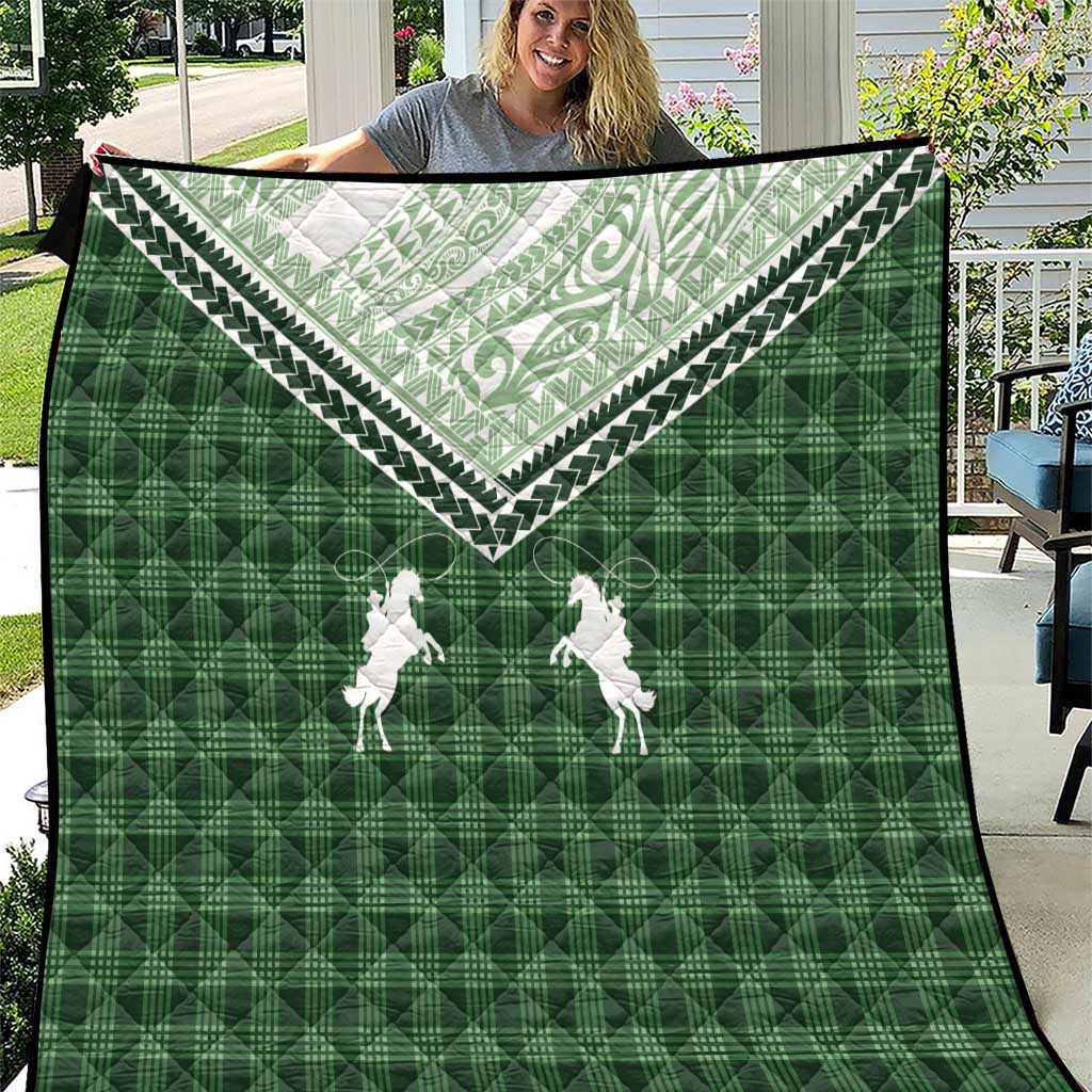 Aloha Hawaii Cowboys Paniolo Quilt Forest Green Palaka - Polynesian Pride