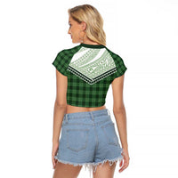 Aloha Hawaii Cowboys Paniolo Raglan Cropped T Shirt Forest Green Palaka - Polynesian Pride