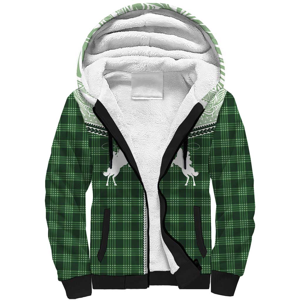 Aloha Hawaii Cowboys Paniolo Sherpa Hoodie Forest Green Palaka - Polynesian Pride