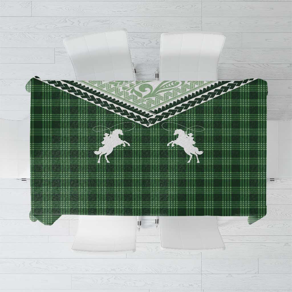 Aloha Hawaii Cowboys Paniolo Tablecloth Forest Green Palaka - Polynesian Pride