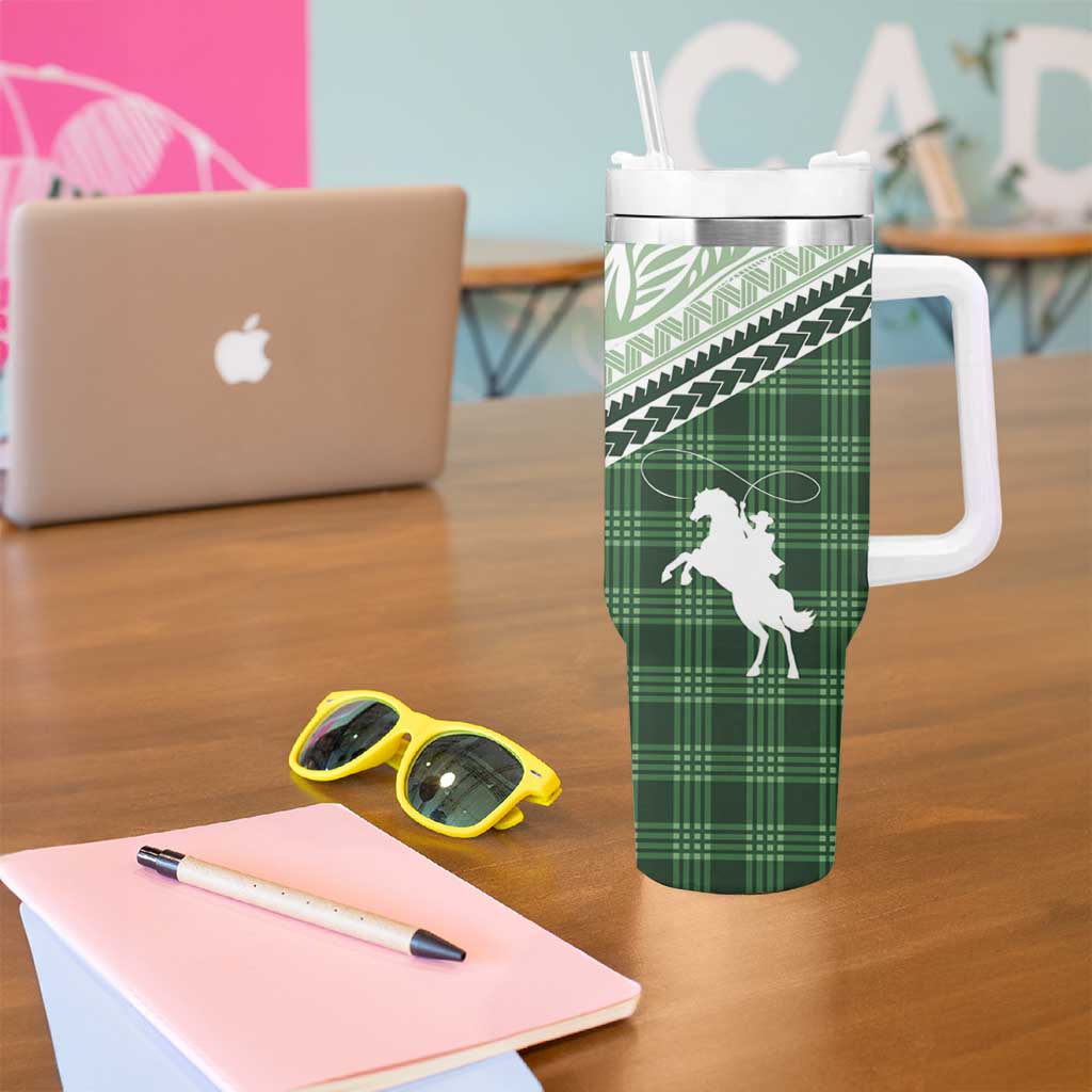 Aloha Hawaii Cowboys Paniolo Tumbler With Handle Forest Green Palaka - Polynesian Pride