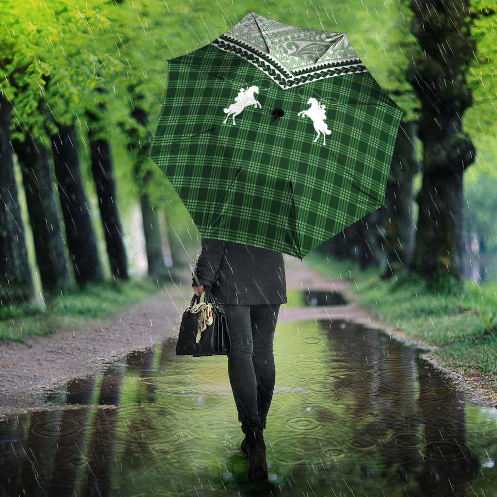 Aloha Hawaii Cowboys Paniolo Umbrella Forest Green Palaka - Polynesian Pride