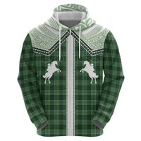 Aloha Hawaii Cowboys Paniolo Zip Hoodie Forest Green Palaka LT7 - Polynesian Pride