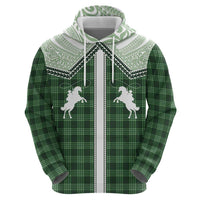 Aloha Hawaii Cowboys Paniolo Zip Hoodie Forest Green Palaka LT7 - Polynesian Pride