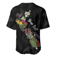 Kia Ora New Zealand Floral Personalized Baseball Jersey Black - Polynesian Pride
