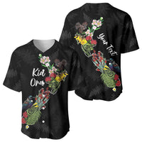 Kia Ora New Zealand Floral Personalized Baseball Jersey Black - Polynesian Pride