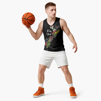 Kia Ora New Zealand Floral Personalized Basketball Jersey Black - Polynesian Pride