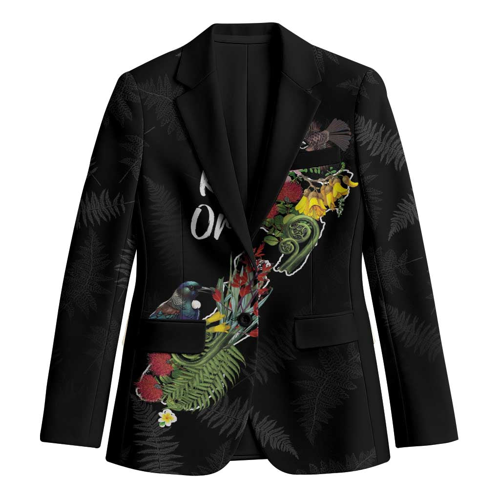 Kia Ora New Zealand Floral Personalized Blazer Black - Polynesian Pride
