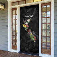 Kia Ora New Zealand Floral Personalized Door Cover Black LT7 - Polynesian Pride