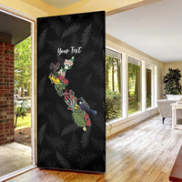 Kia Ora New Zealand Floral Personalized Door Cover Black LT7 - Polynesian Pride