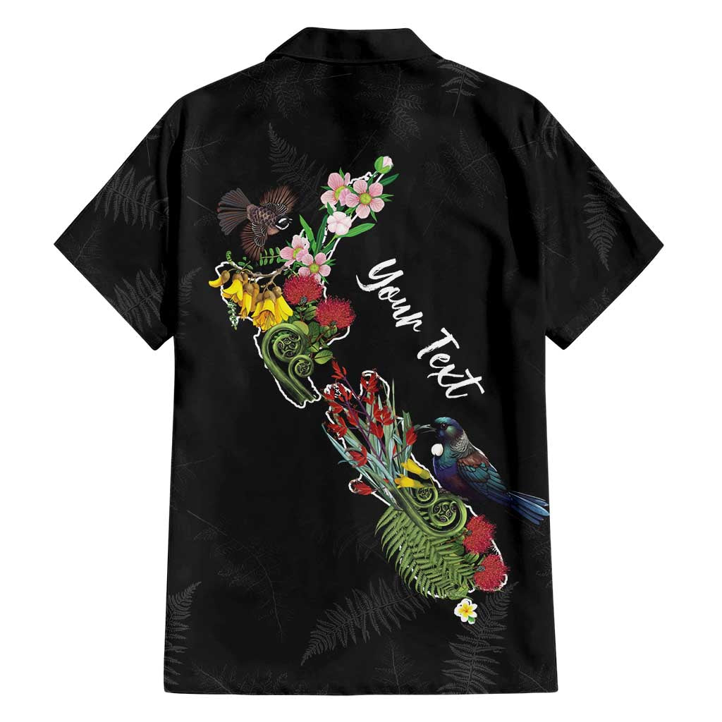 Kia Ora New Zealand Floral Personalized Family Matching Off Shoulder Short Dress and Hawaiian Shirt Black LT7 - Polynesian Pride
