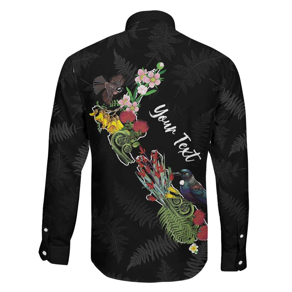 Kia Ora New Zealand Floral Personalized Family Matching Short Sleeve Bodycon Dress and Hawaiian Shirt Black LT7 - Polynesian Pride