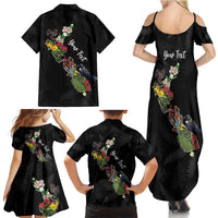 Kia Ora New Zealand Floral Personalized Family Matching Summer Maxi Dress and Hawaiian Shirt Black LT7 - Polynesian Pride