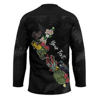 Kia Ora New Zealand Floral Personalized Hockey Jersey Black - Polynesian Pride