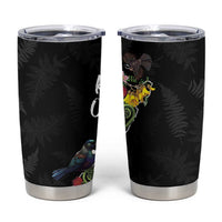 Kia Ora New Zealand Floral Tumbler Cup Black LT7 Black - Polynesian Pride