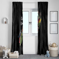 Kia Ora New Zealand Floral Window Curtain Black - Polynesian Pride