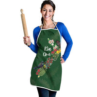 Kia Ora New Zealand Floral Apron Sage Green - Polynesian Pride
