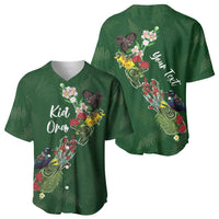 Kia Ora New Zealand Floral Personalized Baseball Jersey Sage Green - Polynesian Pride
