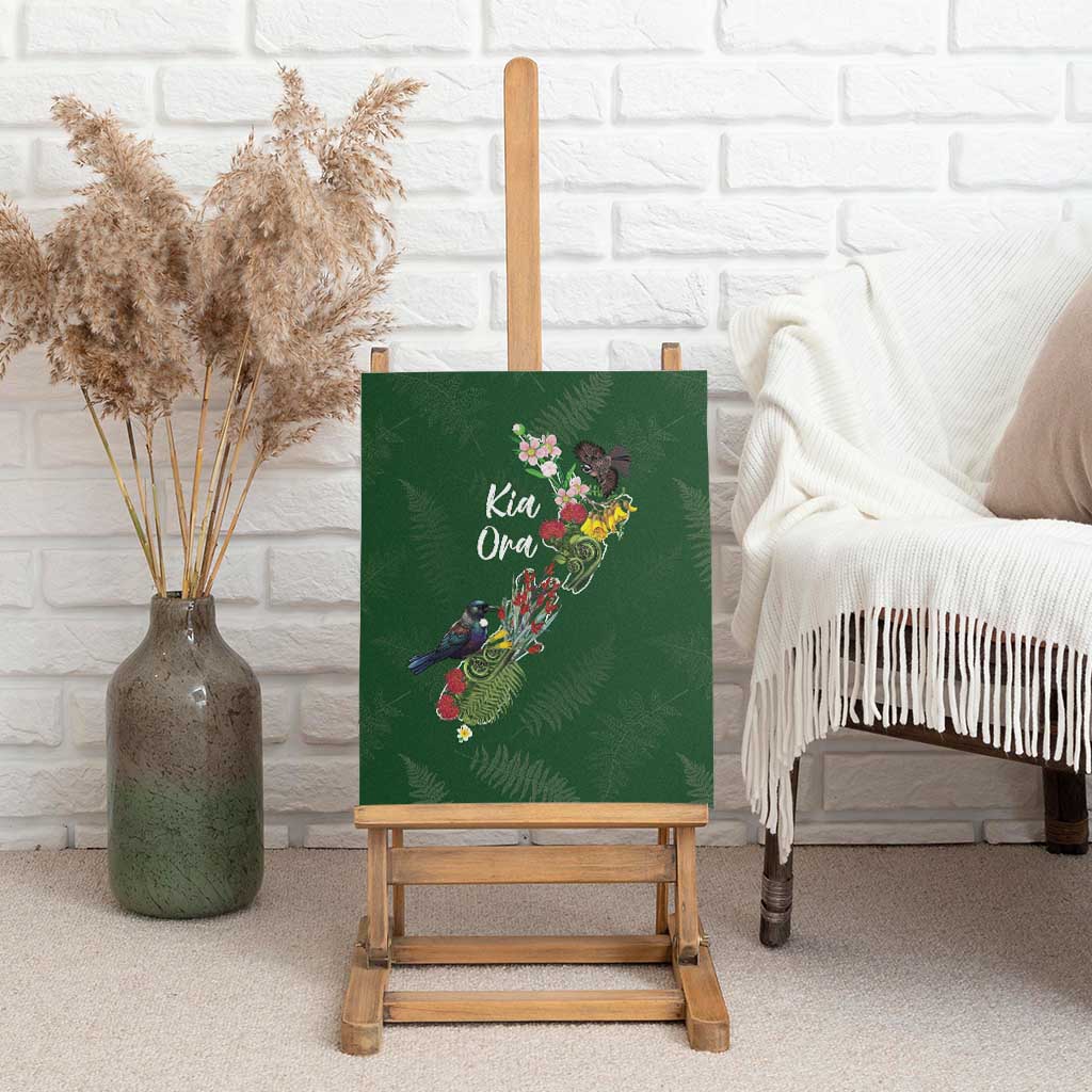 Kia Ora New Zealand Floral Canvas Wall Art Sage Green LT7 - Polynesian Pride