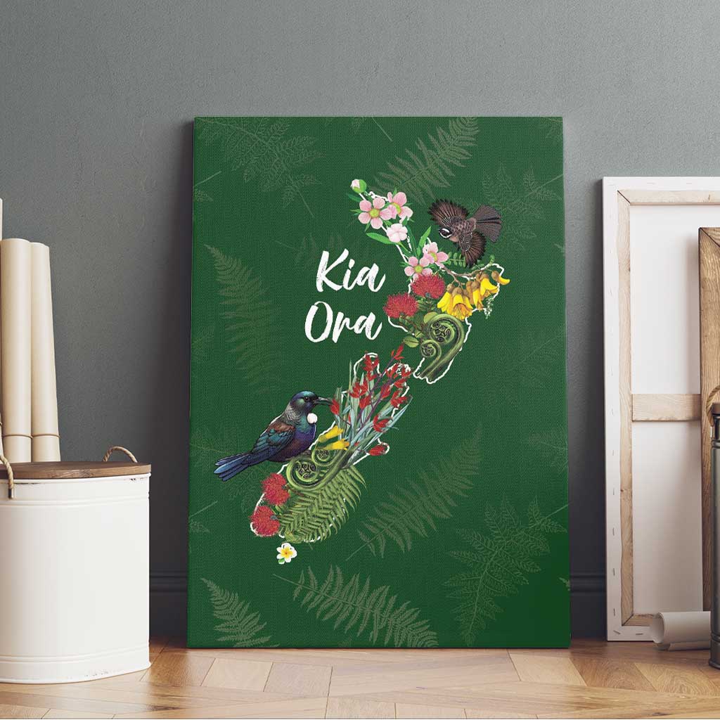 Kia Ora New Zealand Floral Canvas Wall Art Sage Green LT7 - Polynesian Pride