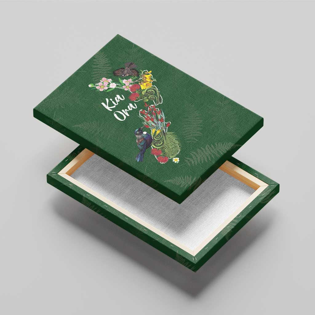 Kia Ora New Zealand Floral Canvas Wall Art Sage Green LT7 - Polynesian Pride