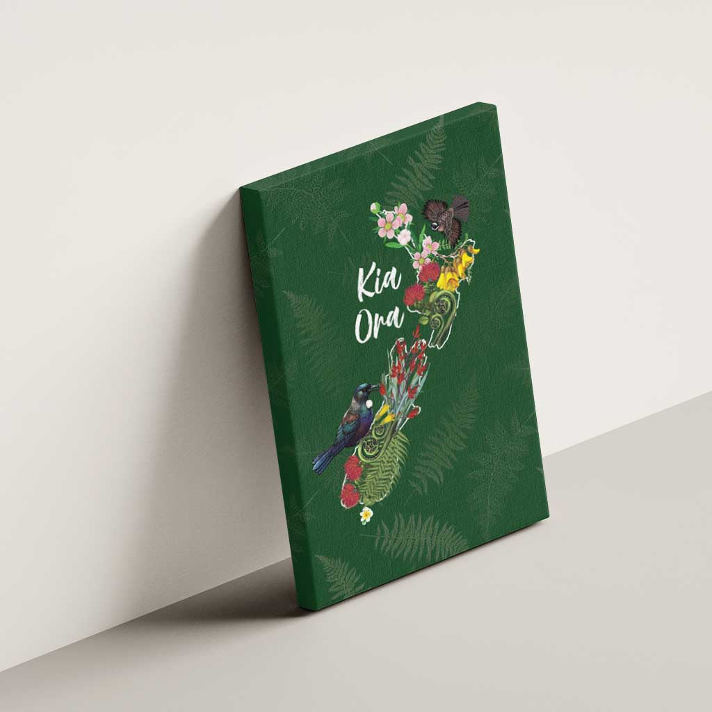 Kia Ora New Zealand Floral Canvas Wall Art Sage Green LT7 - Polynesian Pride