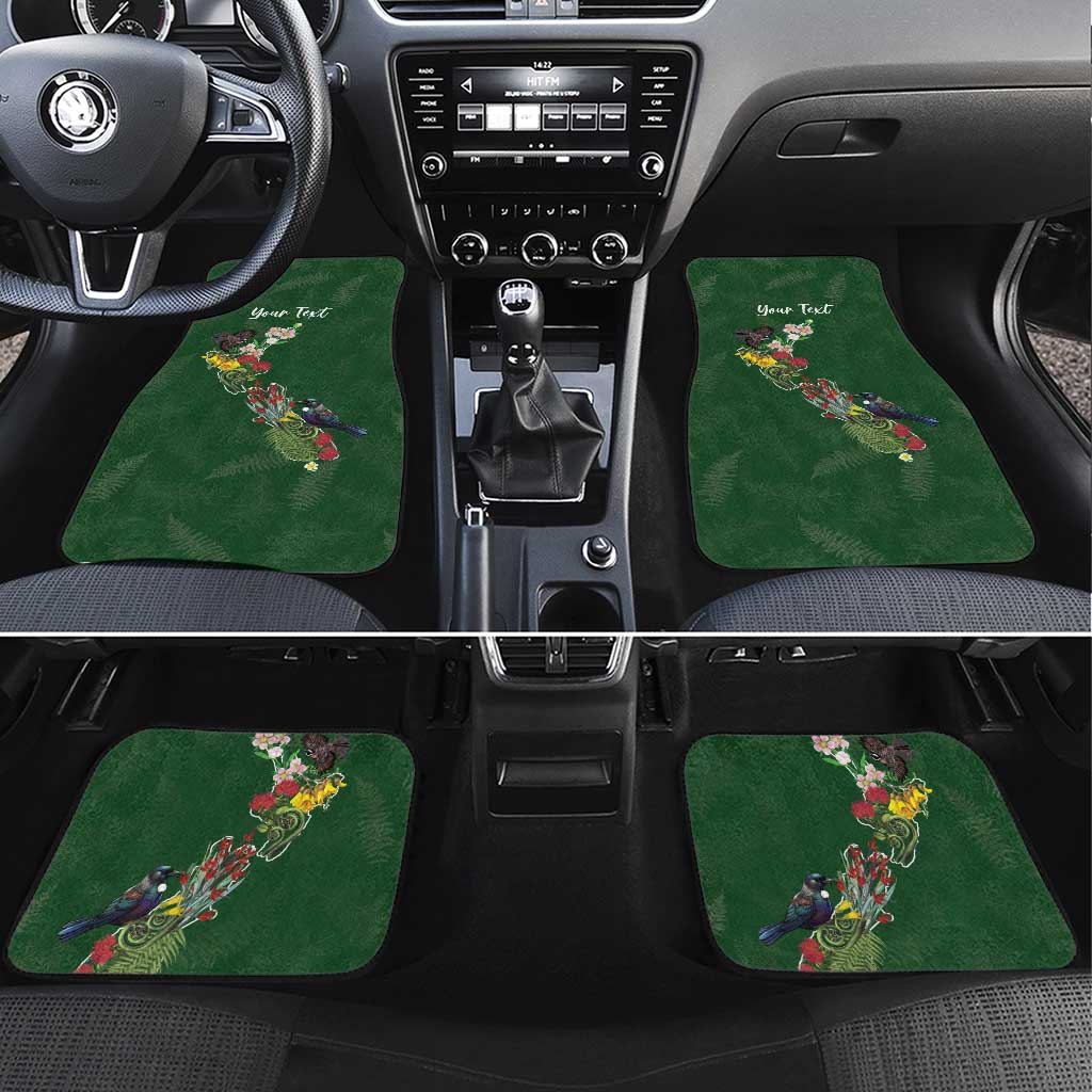 Kia Ora New Zealand Floral Personalized Car Mats Sage Green - Polynesian Pride