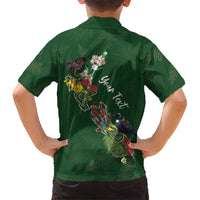 Kia Ora New Zealand Floral Personalized Family Matching Off Shoulder Maxi Dress and Hawaiian Shirt Sage Green LT7 - Polynesian Pride