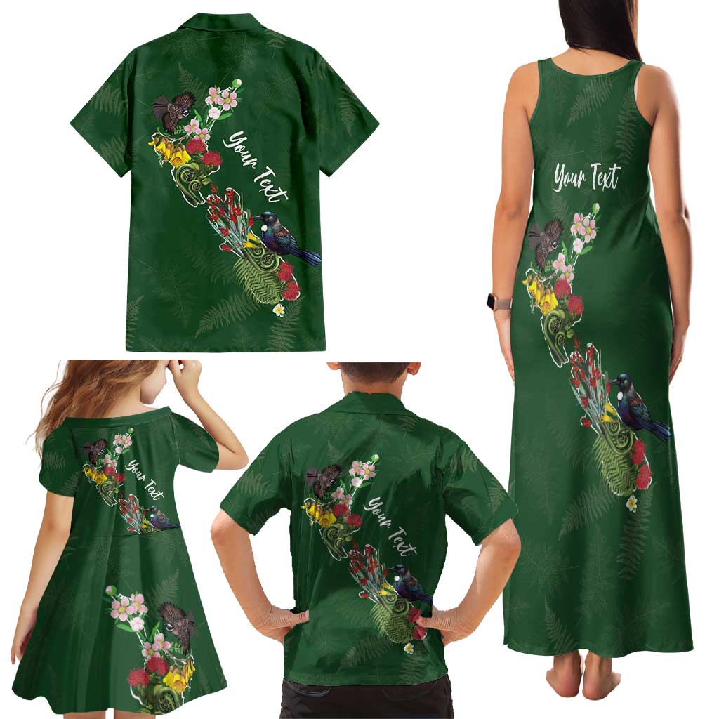 Kia Ora New Zealand Floral Personalized Family Matching Tank Maxi Dress and Hawaiian Shirt Sage Green LT7 - Polynesian Pride