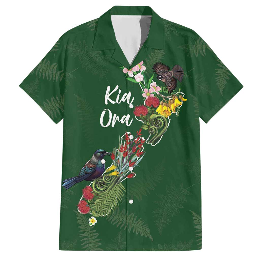 Kia Ora New Zealand Floral Personalized Hawaiian Shirt Sage Green - Polynesian Pride