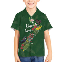 Kia Ora New Zealand Floral Personalized Kid Hawaiian Shirt Sage Green - Polynesian Pride