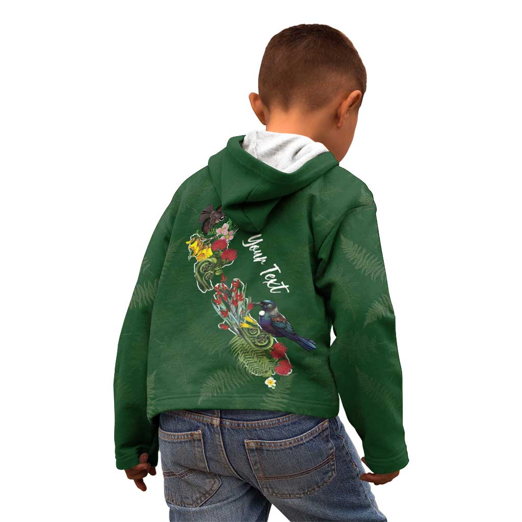 Kia Ora New Zealand Floral Personalized Kid Hoodie Sage Green - Polynesian Pride