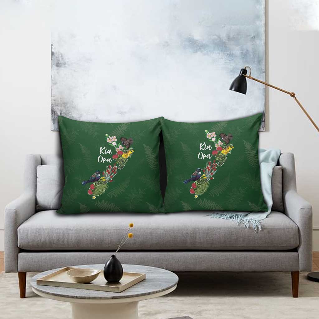 Kia Ora New Zealand Floral Pillow Cover Sage Green LT7 - Polynesian Pride