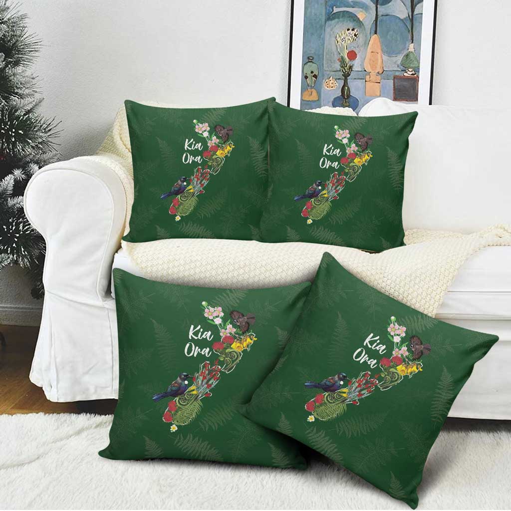 Kia Ora New Zealand Floral Pillow Cover Sage Green LT7 - Polynesian Pride