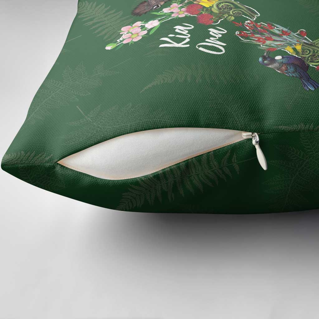Kia Ora New Zealand Floral Pillow Cover Sage Green LT7 - Polynesian Pride