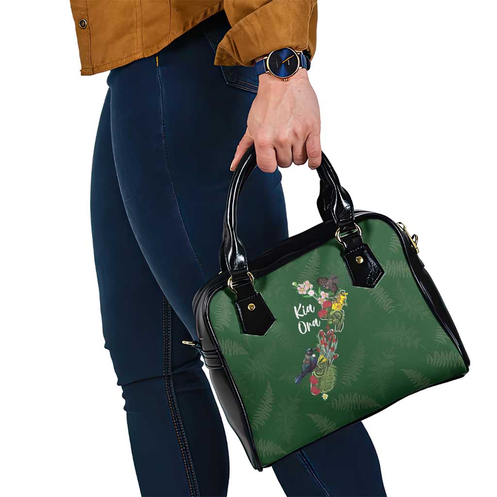 Kia Ora New Zealand Floral Shoulder Handbag Sage Green - Polynesian Pride