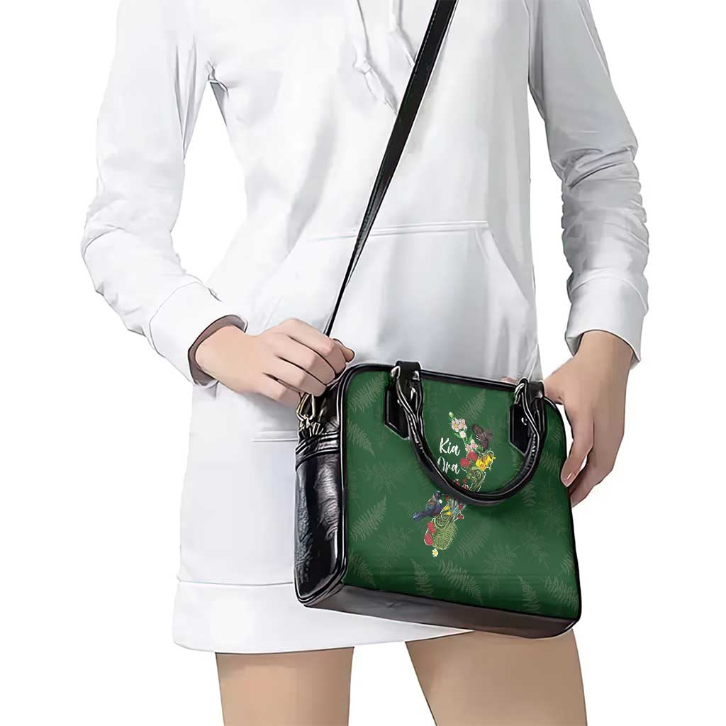 Kia Ora New Zealand Floral Shoulder Handbag Sage Green - Polynesian Pride